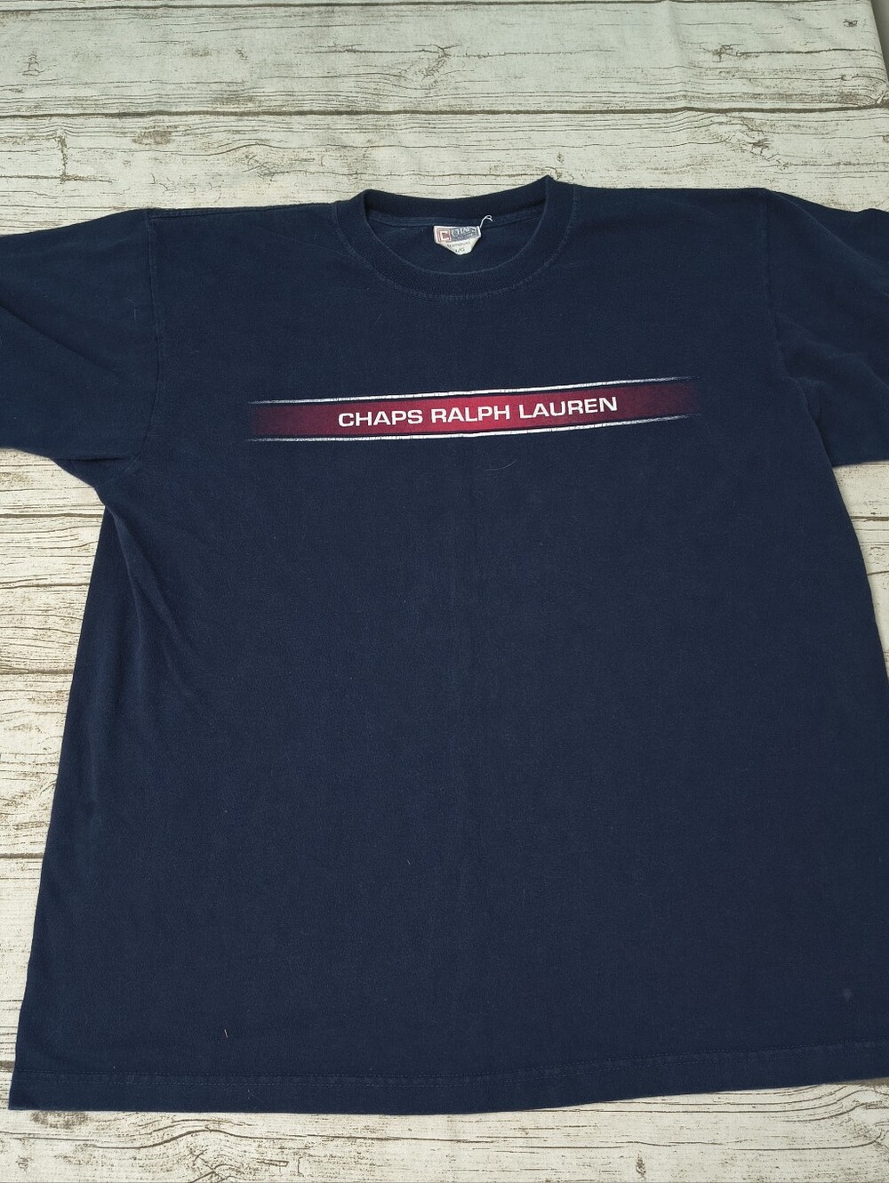Vintage Chaps Ralph Lauren Navy Blue T Shirt Made In Canada Size Large